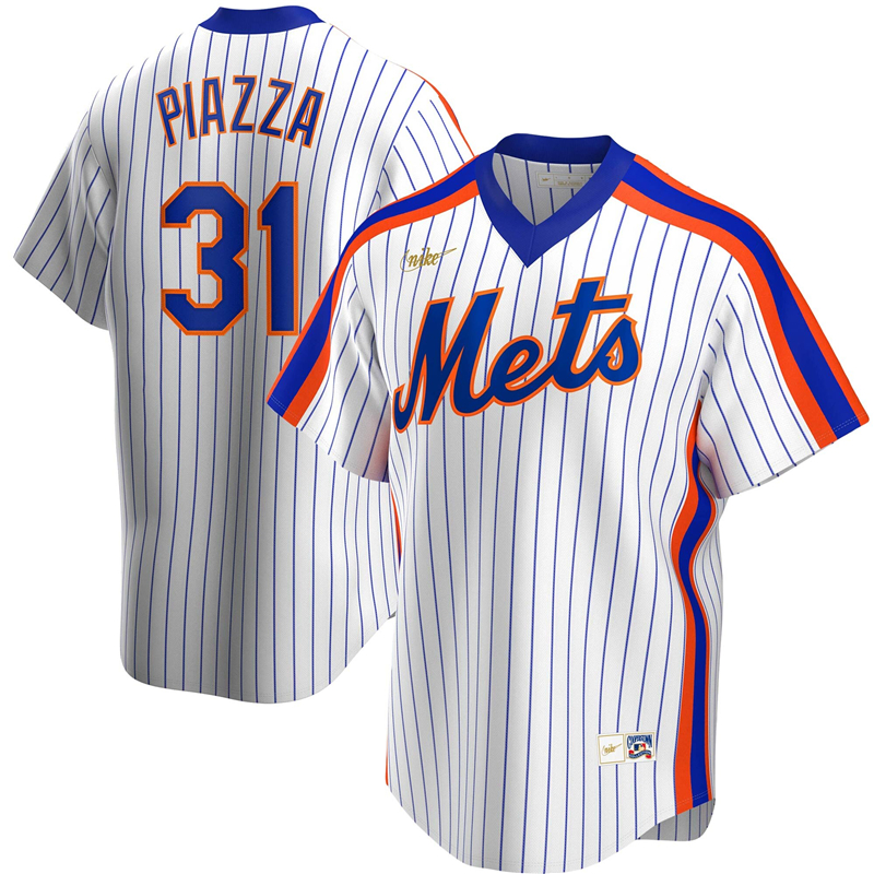 2020 MLB Men New York Mets 31 Mike Piazza Nike White Home Cooperstown Collection Player Jersey 1